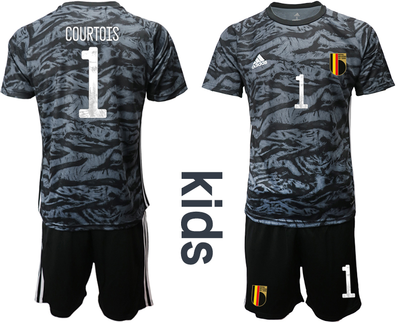 Youth 2021 European Cup Belgium black goalkeeper #1 Soccer Jersey2